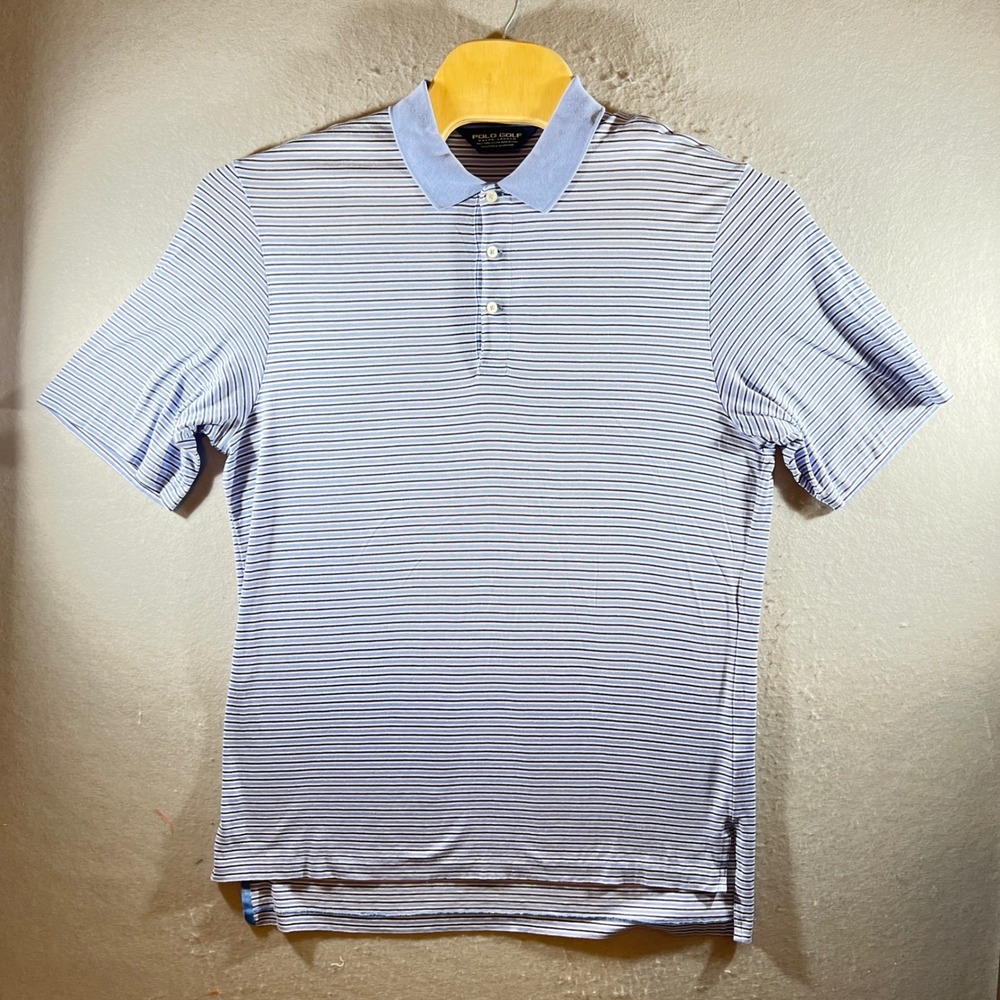 1197 | Polo Golf Ralph Lauren Pima Cotton Striped Polo Shirt Blue Mens L